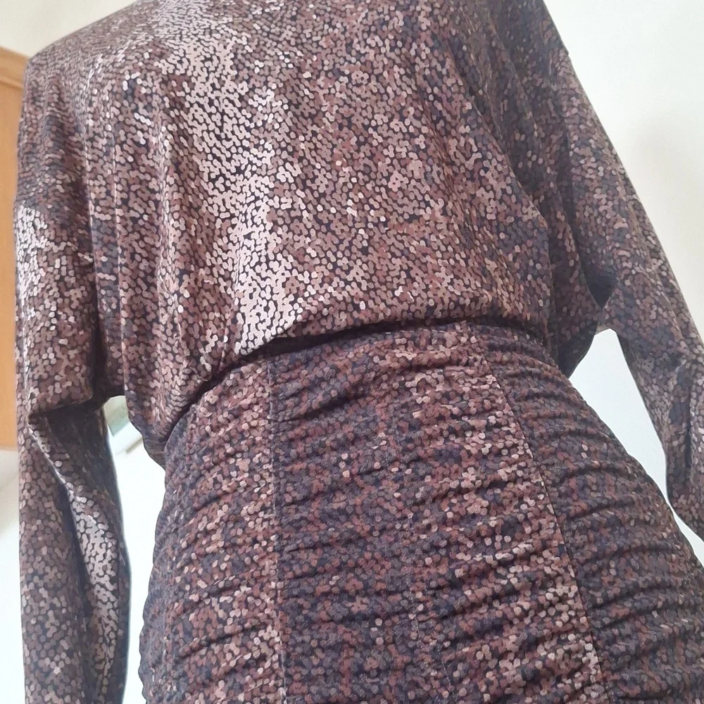 H&M Pretty Long Brown & Tan Dress Size S - Picture 10 of 16